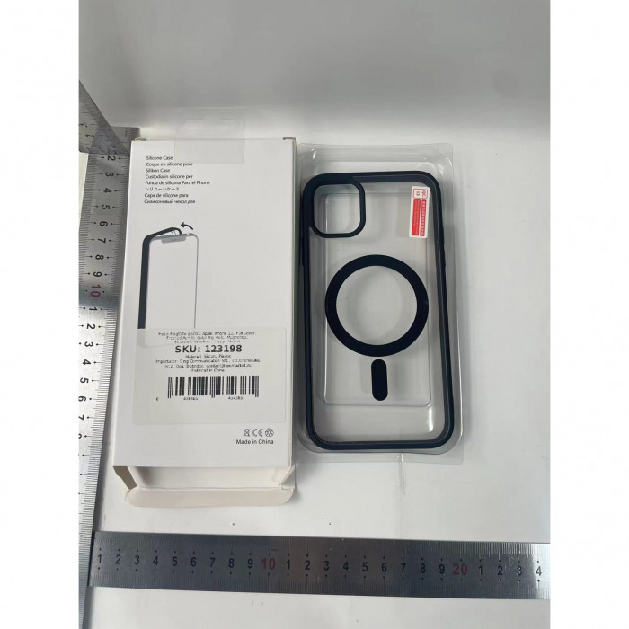 Husa MagSafe pentru Apple iPhone 11, Full Cover, Frosted Acrylic Color Big Hole, Magnetica, Incarcare Wireless, Flippy, Negru [8]
