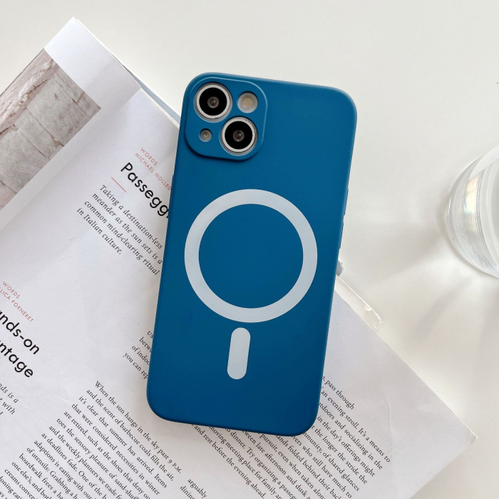 Husa MagSafe pentru Apple iPhone 11, Silicon, Protectie pentru camera, Magnetica, Incarcare Wireless, Flippy, Albastru [3]