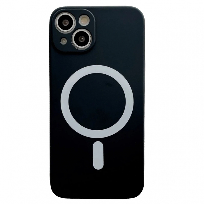 Husa MagSafe pentru Apple iPhone 12, Silicon, Protectie pentru camera, Magnetica, Incarcare Wireless, Flippy, Negru [1]