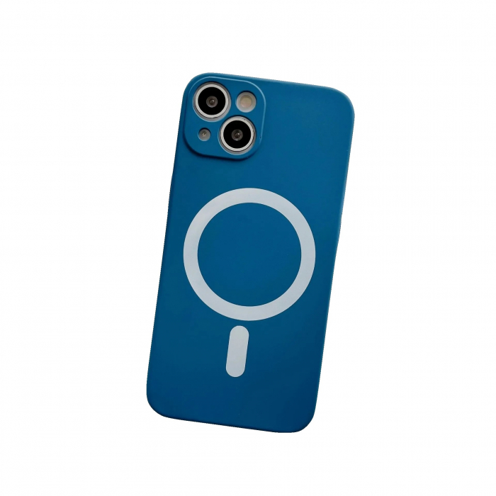 Husa MagSafe pentru Apple iPhone 13, Silicon, Protectie pentru camera, Magnetica, Incarcare Wireless, Flippy, Albastru [2]