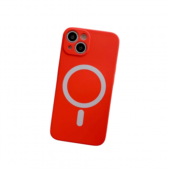 Husa MagSafe pentru Apple iPhone 13, Silicon, Protectie pentru camera, Magnetica, Incarcare Wireless, Flippy, Rosu [2]