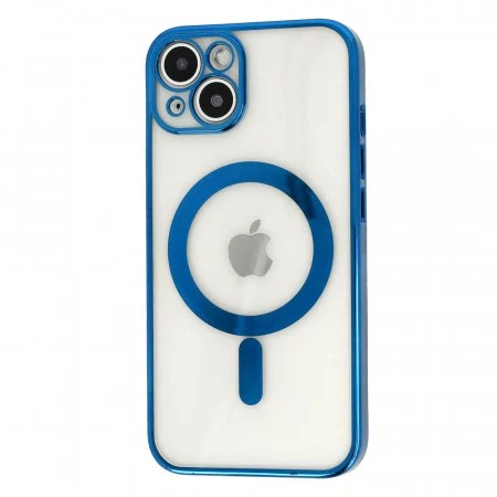 Husa MagSafe pentru Apple iPhone 14 Pro, Full Cover, Protectie camera, Margini colorate Electroplating, Magnetica, Incarcare Wireless, Flippy, Albastru [2]