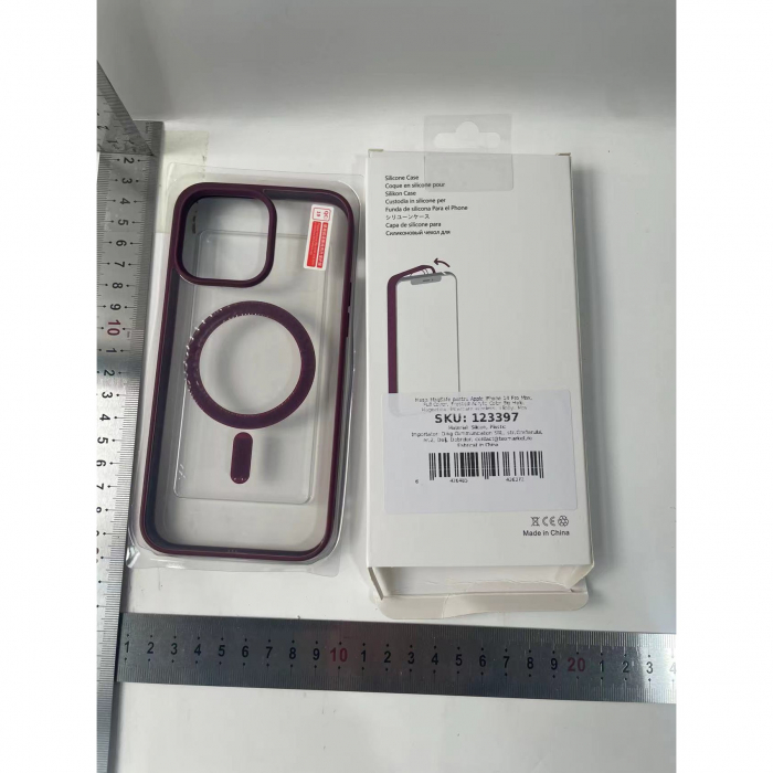 Husa MagSafe pentru Apple iPhone 14 Pro Max, Full Cover, Frosted Acrylic Color Big Hole, Magnetica, Incarcare Wireless, Flippy, Mov [3]
