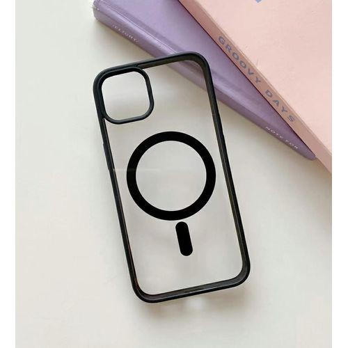 Husa MagSafe pentru Apple iPhone 14 Pro Max, Full Cover, Frosted Acrylic Color Big Hole, Magnetica, Incarcare Wireless, Flippy, Negru [2]