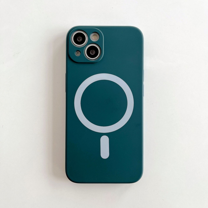 Husa MagSafe pentru Apple iPhone 14 Pro, Silicon, Protectie pentru camera, Magnetica, Incarcare Wireless, Flippy, Verde [2]