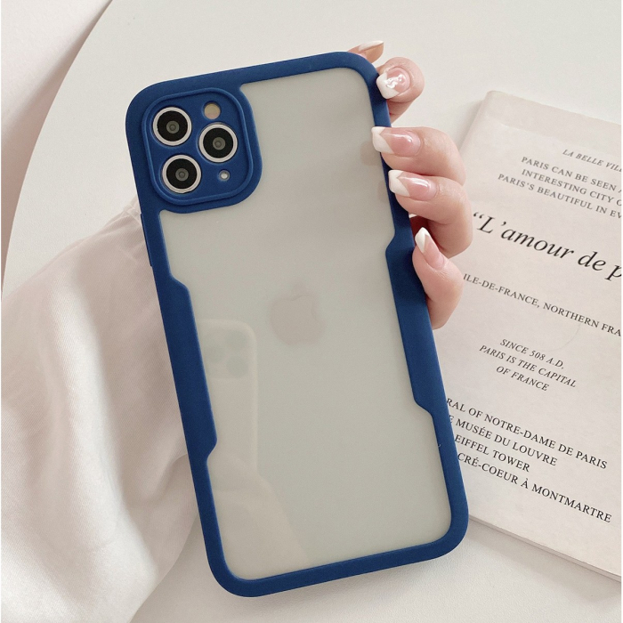 Husa Max Defence pentru iPhone 11, Albastru, Fata Dubla Transparenta, Protectie Antisoc Full 360 ( fata, spate, margini ), Flippy [7]