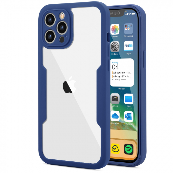 Husa Max Defence pentru iPhone 11, Albastru, Fata Dubla Transparenta, Protectie Antisoc Full 360 ( fata, spate, margini ), Flippy [3]