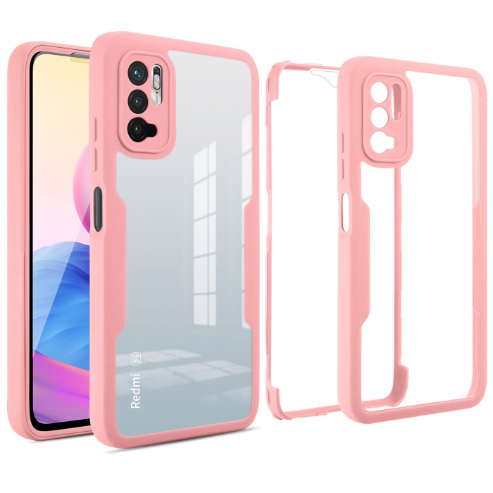 Husa Max Defence pentru iPhone 11 Pro, Bumper Roz, Fata Dubla Transparenta, Protectie Antisoc Full 360 ( fata, spate, margini ), Flippy [2]