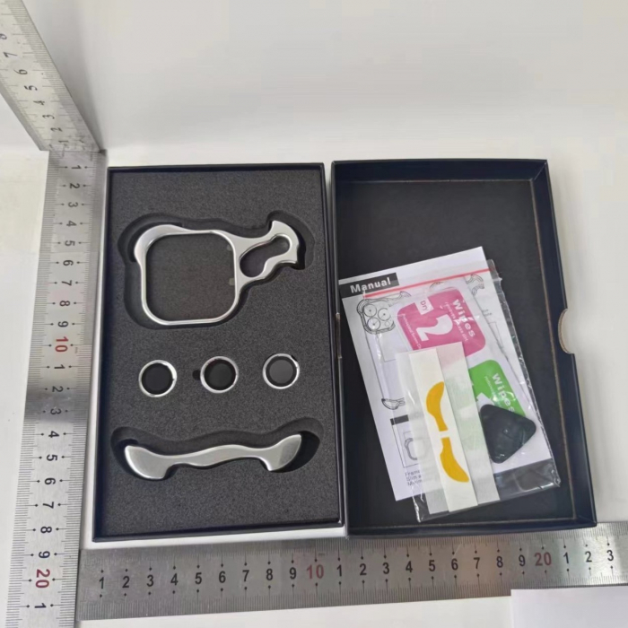 Husa Metalica Compatibila cu iPhone 15 Pro, Protectie pentru Colturile Telefonului si Camera, Lentile pentru Obiective, Aliaj, Antisoc, Antizgariere, Argintiu [8]