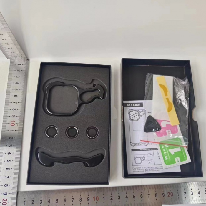Husa Metalica Compatibila cu iPhone 15 Pro, Protectie pentru Colturile Telefonului si Camera, Lentile pentru Obiective, Aliaj, Antisoc, Antizgariere, Negru [8]