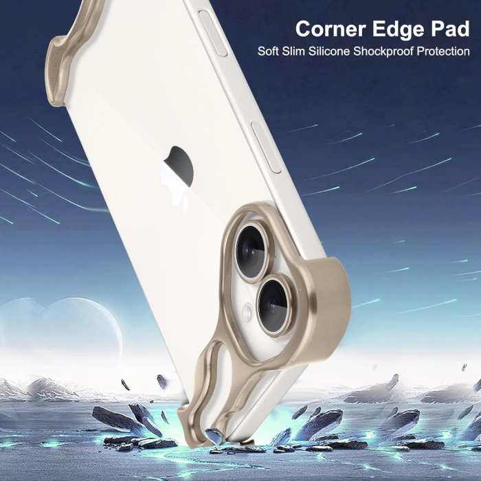 Husa Metalica Compatibila cu iPhone 16, Flippy, Protectie pentru Colturile Telefonului si Camera, Aliaj, Antisoc, Antizgariere, Auriu [2]