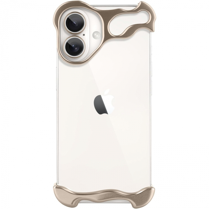 Husa Metalica Compatibila cu iPhone 16, Flippy, Protectie pentru Colturile Telefonului si Camera, Aliaj, Antisoc, Antizgariere, Auriu [1]
