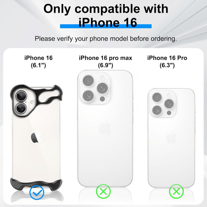 Husa Metalica Compatibila cu iPhone 16, Flippy, Protectie pentru Colturile Telefonului si Camera, Aliaj, Antisoc, Antizgariere, Negru [2]