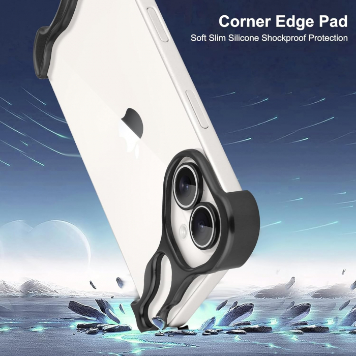 Husa Metalica Compatibila cu iPhone 16 Plus, Flippy, Protectie pentru Colturile Telefonului si Camera, Aliaj, Antisoc, Antizgariere, Negru [2]