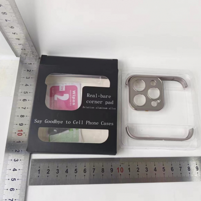 Husa Metalica Edgeless Compatibila cu iPhone 15 Pro Max, Flippy, Protectie pentru Colturi si Camera, Aliaj, Antisoc, Antizgariere, Gri Metalizat [2]