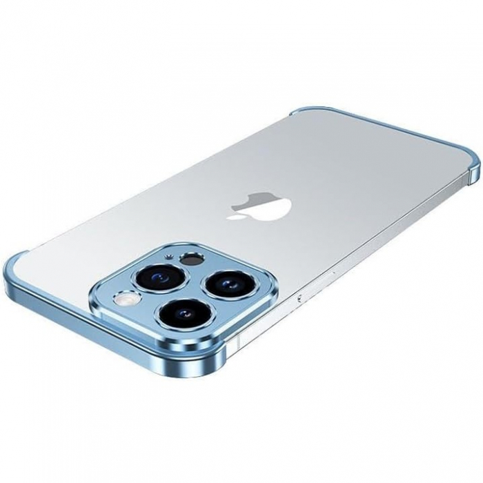 Husa Metalica Edgeless Compatibila cu iPhone 16, Flippy, Protectie pentru Colturi si Camera, Aliaj Aluminiu, Antisoc, Antizgariere, Albastru [2]