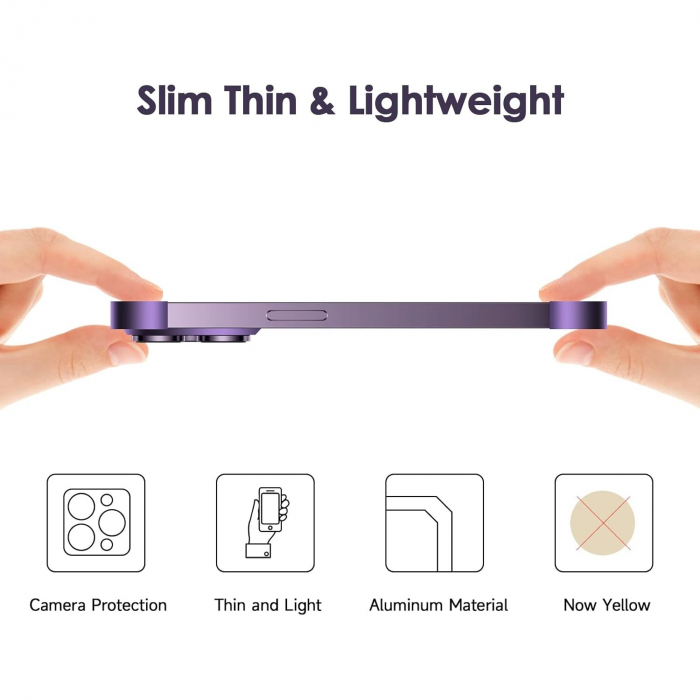 Husa Metalica Edgeless Compatibila cu iPhone 16, Flippy, Protectie pentru Colturi si Camera, Aliaj Aluminiu, Antisoc, Antizgariere, Mov [9]