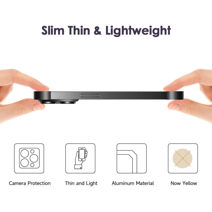 Husa Metalica Edgeless Compatibila cu iPhone 16 Plus, Flippy, Protectie pentru Colturi si Camera, Aliaj Aluminiu, Antisoc, Antizgariere, Negru [9]