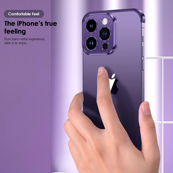 Husa Metalica Edgeless Compatibila cu iPhone 16 Pro, Flippy, Protectie pentru Colturi si Camera, Aliaj Aluminiu, Antisoc, Antizgariere, Mov [4]