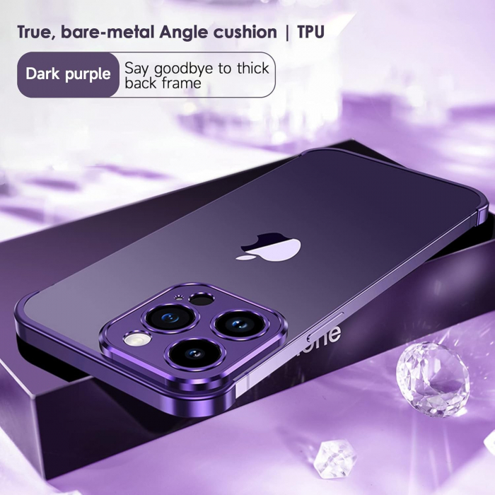 Husa Metalica Edgeless Compatibila cu iPhone 16 Pro, Flippy, Protectie pentru Colturi si Camera, Aliaj Aluminiu, Antisoc, Antizgariere, Mov [6]