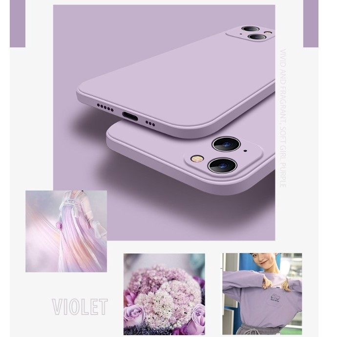 Husa pentru Apple iPhone 14 Flippy, Liquid Silicone, cu Microfibra pe interior, Protectie Antisoc, Grass purple, Mov [5]