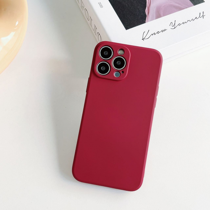 Husa pentru Apple iPhone 14 Plus Flippy, Liquid Silicone, cu Microfibra pe interior, Protectie Antisoc, Wine red, Claret [4]