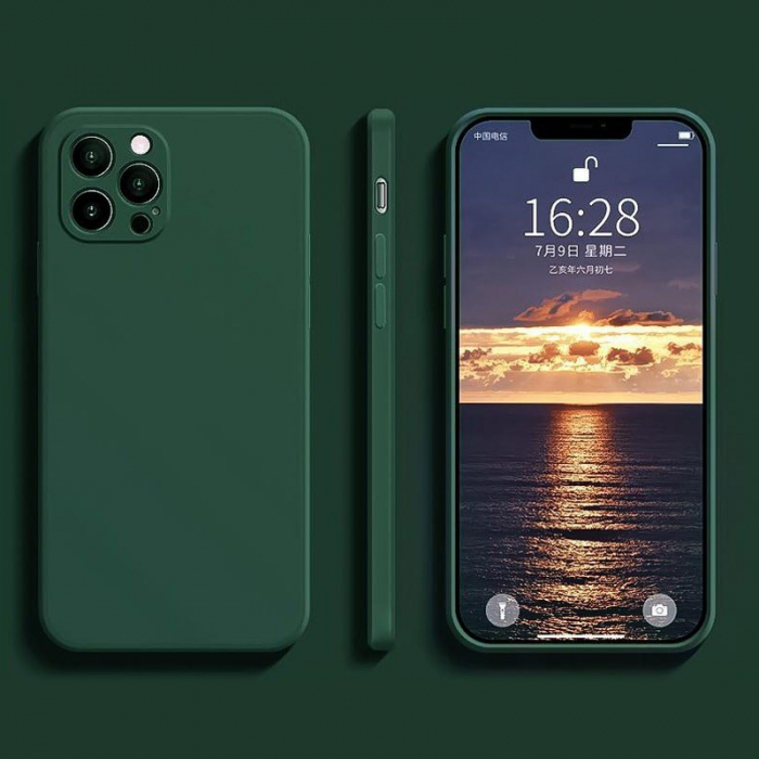 Husa pentru Apple iPhone 14 Pro Max Flippy, Liquid Silicone, cu Microfibra pe interior, Protectie Antisoc, Dark Green, Verde inchis [2]