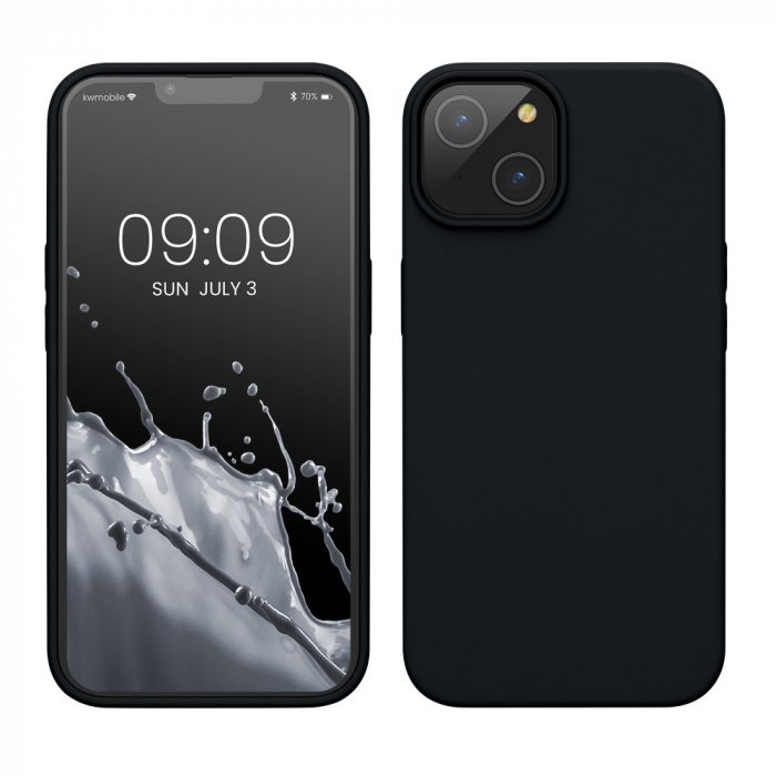 Husa pentru Apple iPhone 14 Pro Max Flippy, Liquid Silicone, cu Microfibra pe interior, Protectie Antisoc, Negru [1]