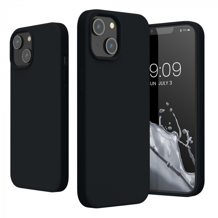 Husa pentru Apple iPhone 14 Pro Max Flippy, Liquid Silicone, cu Microfibra pe interior, Protectie Antisoc, Negru [3]