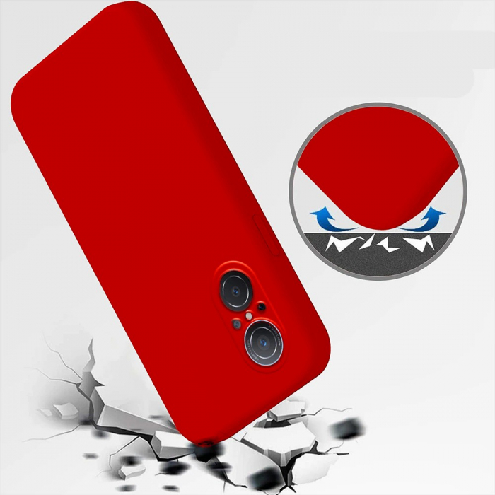 Husa pentru Huawei NOVA 9 SE, Flippy, Liquid Silicone, cu Microfibra pe interior, Protectie Antisoc, Rosu [4]