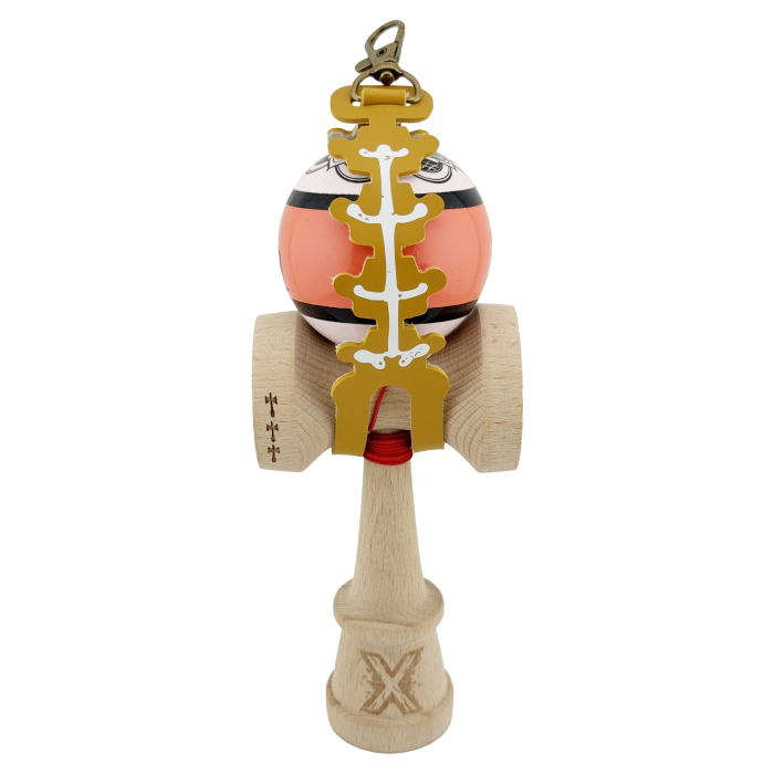 Husa pentru Kendama, Flippy, tip Pandativ/Breloc, Imprimeu Skull, din Piele Ecologica, 26 x 3.2 cm, Maro deschis [3]