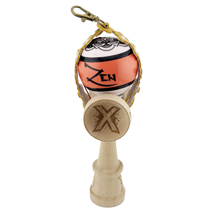 Husa pentru Kendama, Flippy, tip Pandativ/Breloc, Imprimeu Skull, din Piele Ecologica, 26 x 3.2 cm, Maro deschis [4]