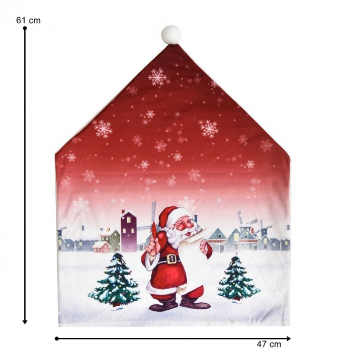 Lichidare Husa pentru scaun Flippy, tematica Craciun, material textil/poliester, 61 x 47 cm, rosu [5]