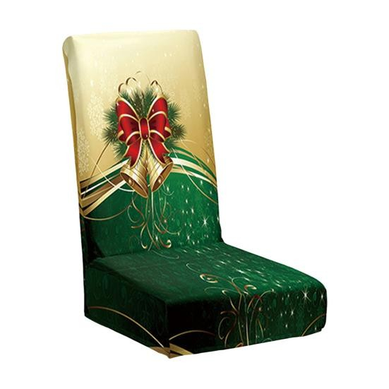 LICHIDARE Husa pentru Scaun, Flippy, Tematica Craciun, Model 1 Clopotei, Verde/Auriu [1]