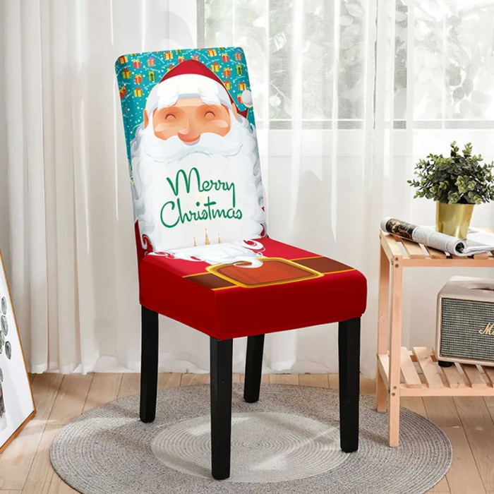 Husa pentru scaun, Flippy, Tematica Craciun, Model 3 Merry Christmas, Alb/Albastru [3]