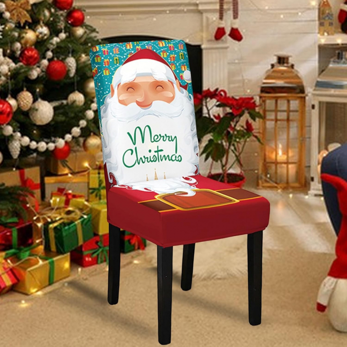 Husa pentru scaun, Flippy, Tematica Craciun, Model 3 Merry Christmas, Alb/Albastru [2]