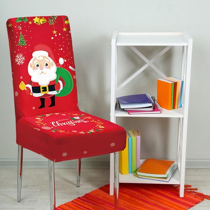Husa pentru scaun, Flippy, Tematica Craciun, Model 4 Mos Craciun cu Sacul, Rosu [3]