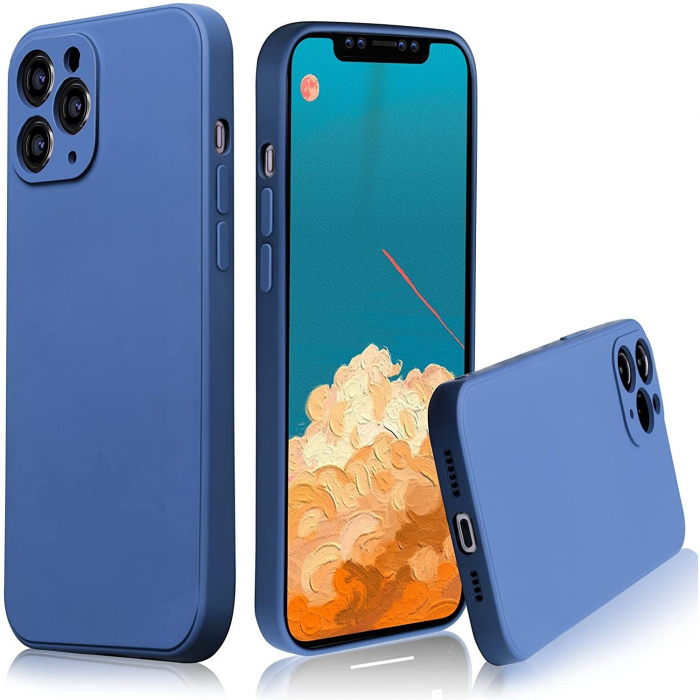 Husa protectie compatibila cu Apple iPhone 11 Pro Liquid Silicone Case Albastru inchis [5]