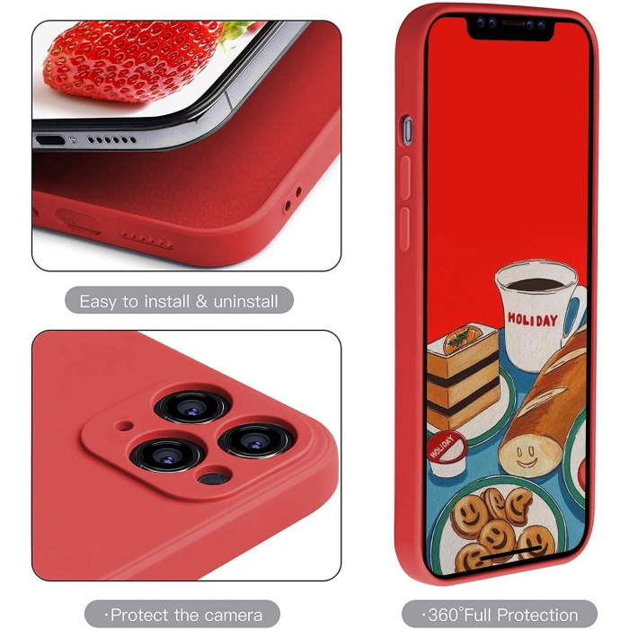 Husa protectie compatibila cu Apple iPhone 11 Pro Liquid Silicone Case Rosu [12]