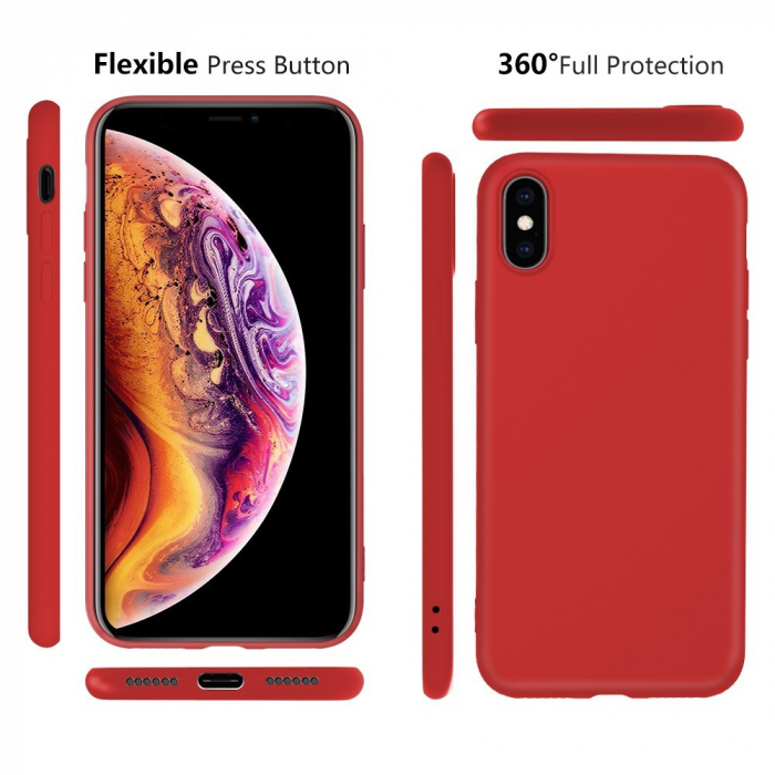 Husa protectie compatibila cu Apple iPhone X/XS Liquid Silicone Case Rosu [14]