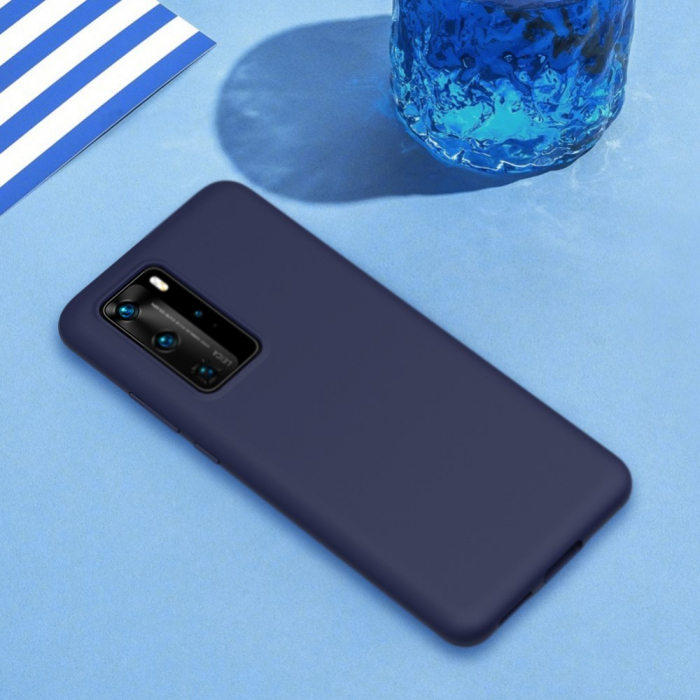 Husa protectie compatibila cu Huawei P40 Pro Liquid Silicone Case Albastru inchis [14]