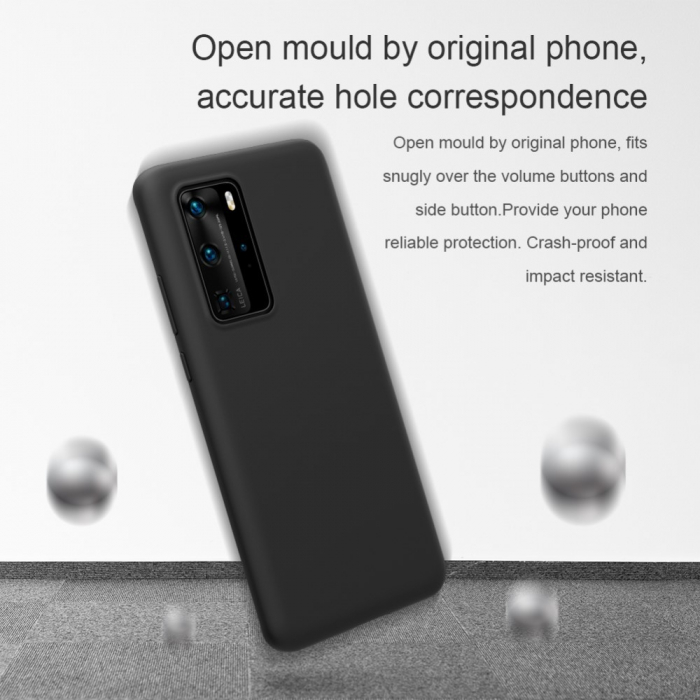 Husa protectie compatibila cu Huawei P40 Pro Liquid Silicone Case Albastru inchis [16]