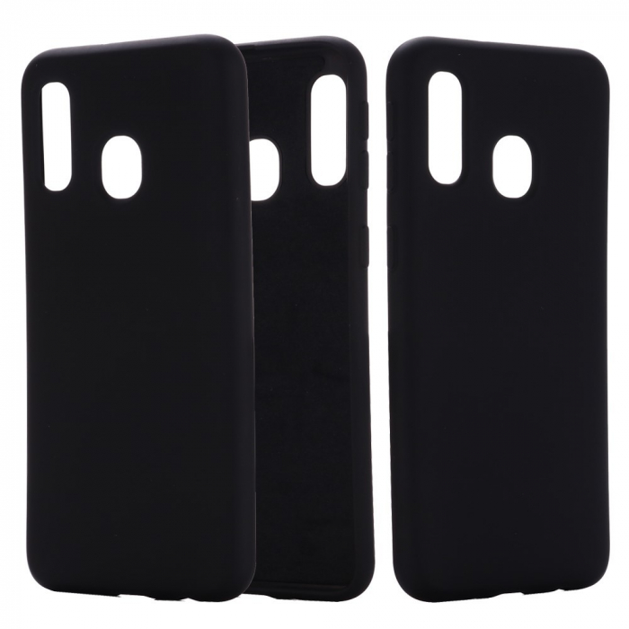 Husa protectie compatibila cu Samsung A20E Liquid Silicone Case Negru [3]