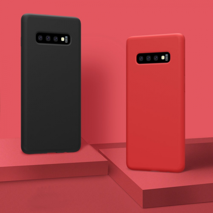 Husa protectie compatibila cu Samsung S10 Plus Liquid Silicone Case Albastru inchis [7]