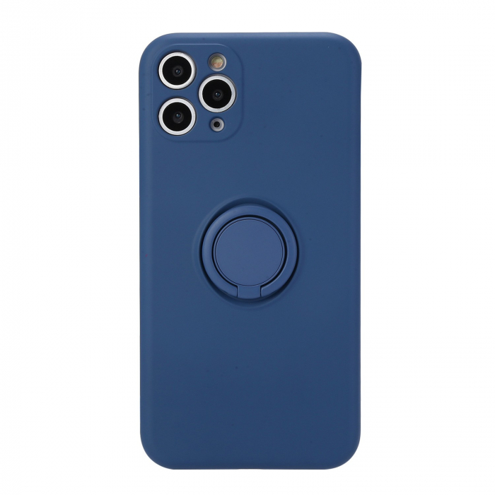 Husa protectie Flippy compatibila cu Apple iPhone 11 Liquid Silicone Ring cu suport rotativ Albastru [1]