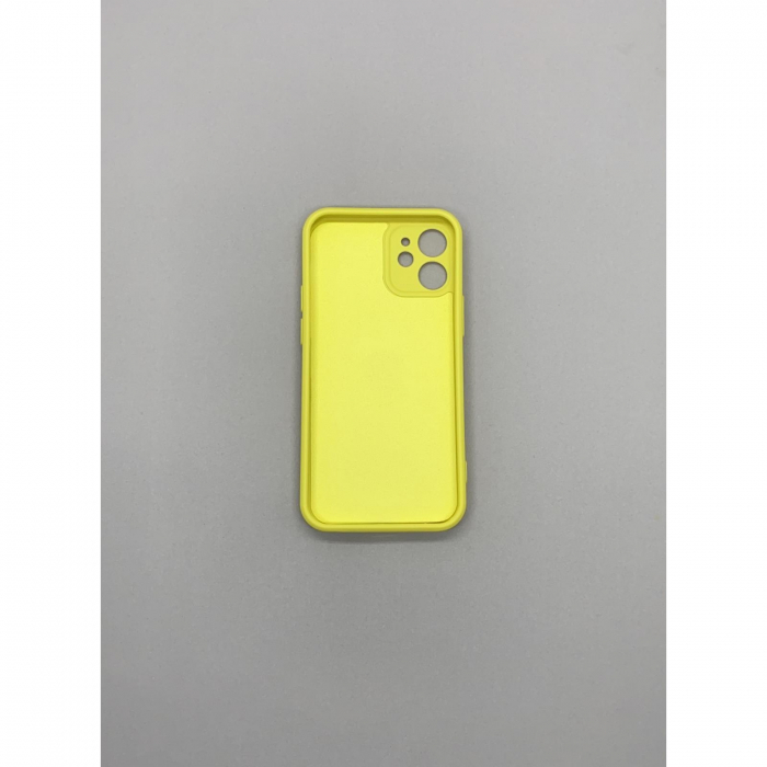 Husa protectie Flippy compatibila cu Apple iPhone 12 Liquid Silicone Ring cu suport rotativ Galben [6]