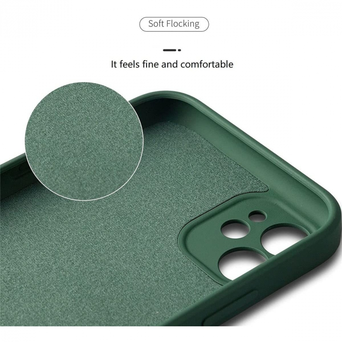 Husa protectie Flippy compatibila cu Apple iPhone 12 Liquid Silicone Ring cu suport rotativ Verde [3]
