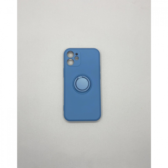 Husa protectie Flippy compatibila cu Apple iPhone 12 Mini Liquid Silicone Ring cu suport rotativ Albastru [6]