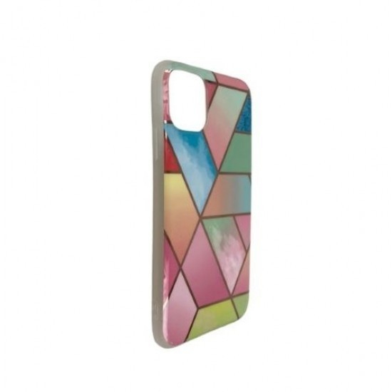 Husa protectie Flippy compatibila cu Apple iPhone 12 Mini Soft IMD TPU Marble Geometric Roz [2]