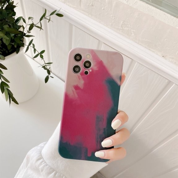 Husa protectie Flippy compatibila cu Apple iPhone 12 Mini Tpu Ombre, Negru/Mov/Roz [14]